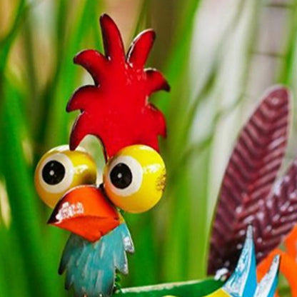 Colorful iron rooster ornaments