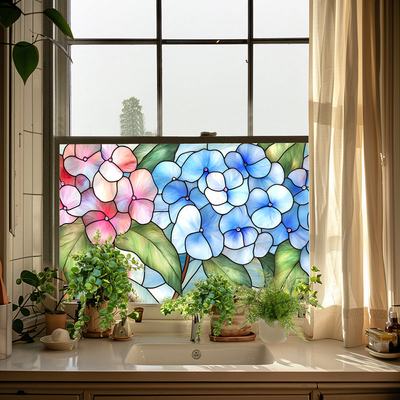 Colored flower static glass sticker