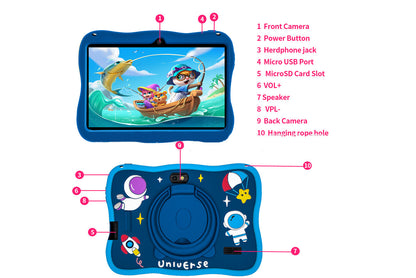 7-inch drop-resistant children's tablet for learning and entertainment