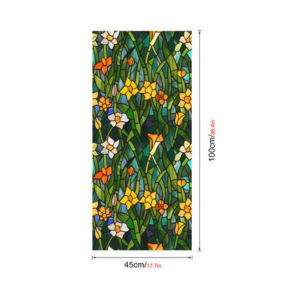 Double-sided colorful flower static glass sticker