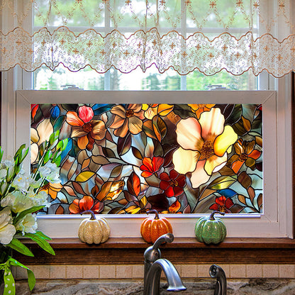 Colored flower static glass sticker