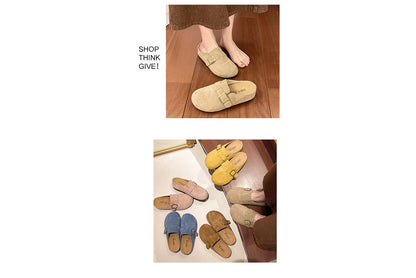 Matte Round-Toe Thick-Sole Birkenstock Slides