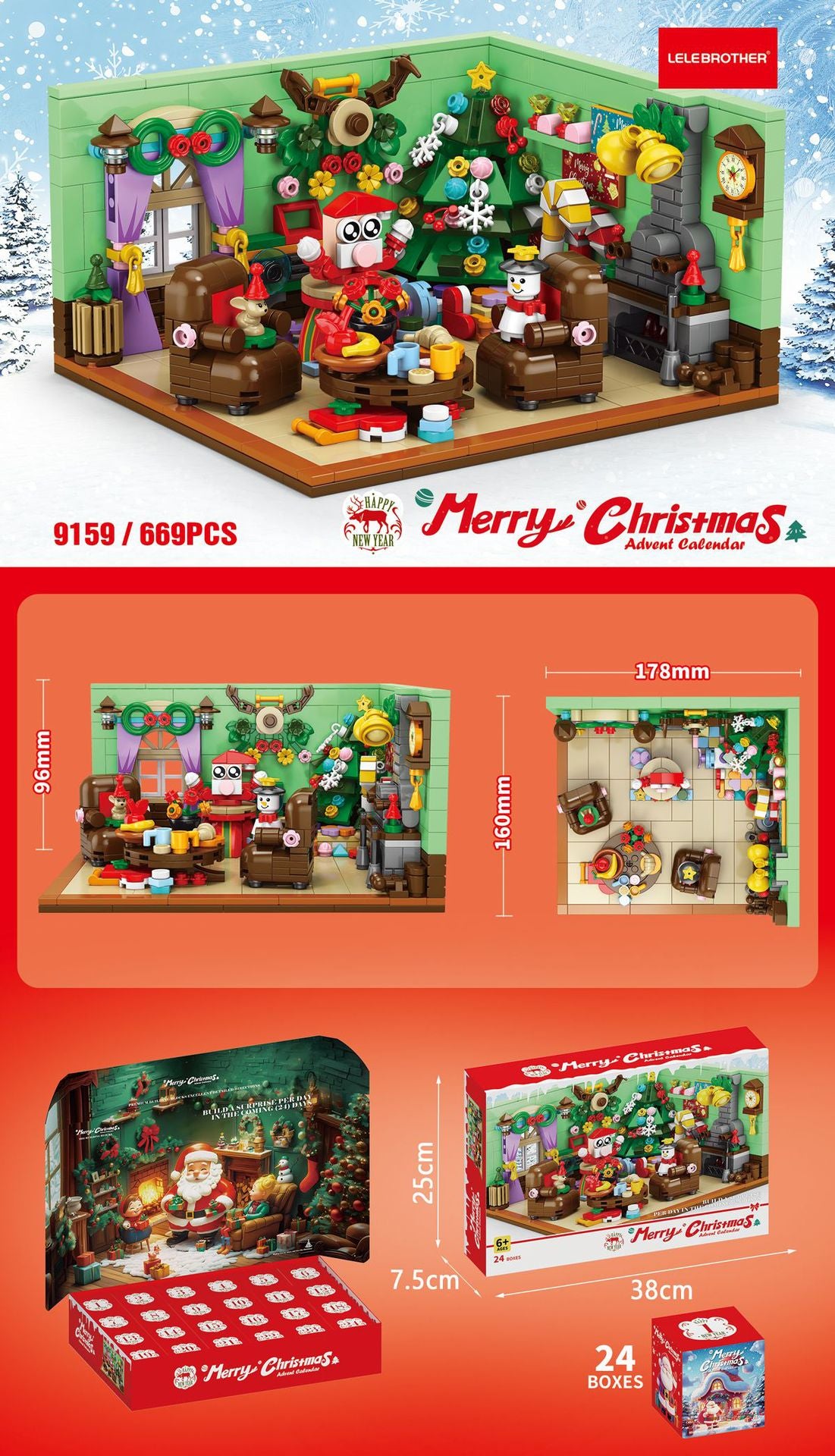 Christmas Room 669PCS [24 Small Boxes]