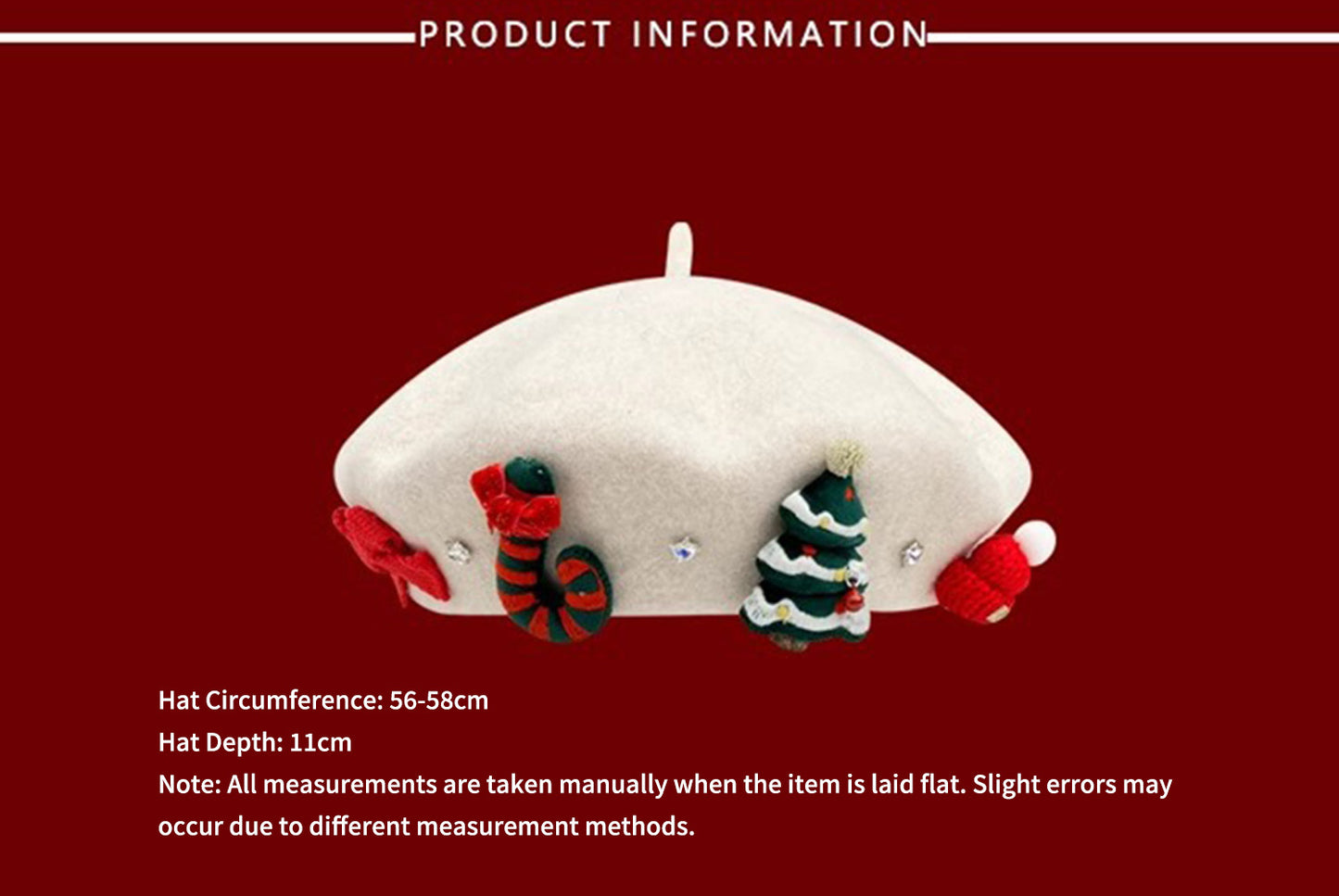 **Christmas Wool Beret (Parent-Child Winter Painter's Hat)**