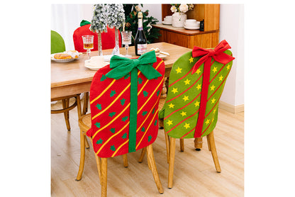 **Christmas Bow Gift Box Chair Cover Decoration**