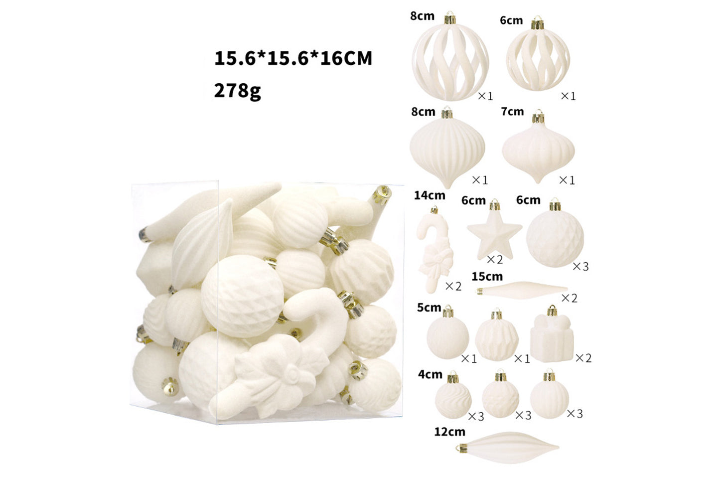 **Flocked Shaped Christmas Ball Decoration Set**