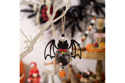 Halloween Wooden Light-Up Pendant | Pumpkin, Bat, and Spider Horror Decoration