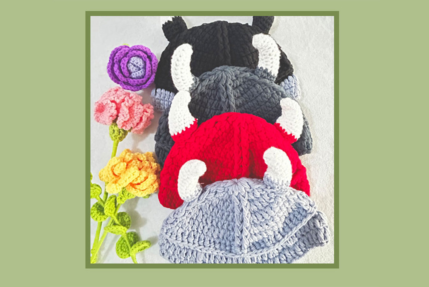 **Cartoon Funny Horned Knitted Hat (Handmade Wool Monster Headgear)**