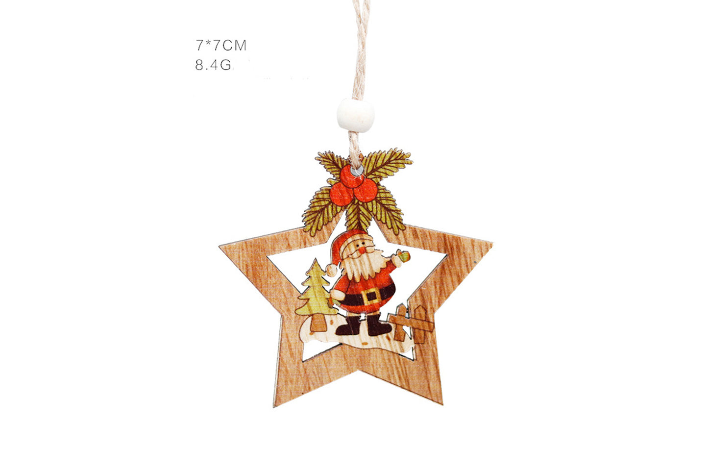 Wooden Painted Christmas Ornaments (Christmas Tree Decoration Set)