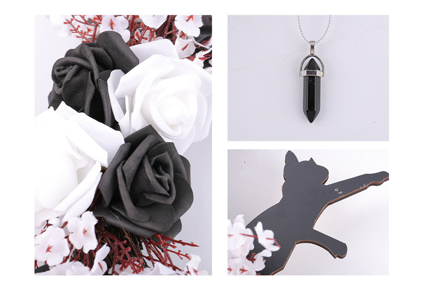 Halloween White Flower, Black Rose