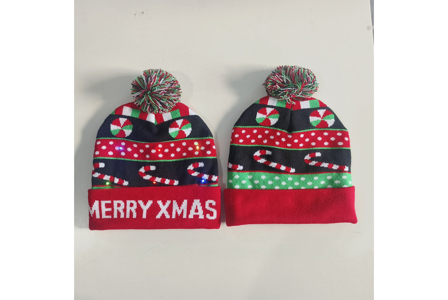 **Christmas LED Rainbow Light Jacquard Knit Hat**