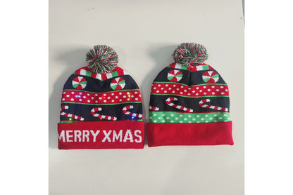 **Christmas LED Rainbow Light Jacquard Knit Hat**
