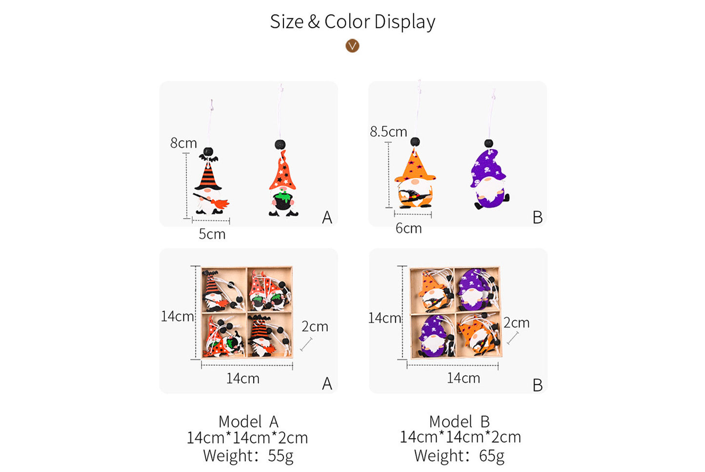 **4-Grid Halloween Rudolf Wooden Pendant | Wooden Home Decor**
