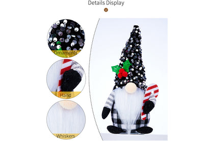 **Christmas Red and Black Sequined Hat Rudolph Faceless Doll Figurine**