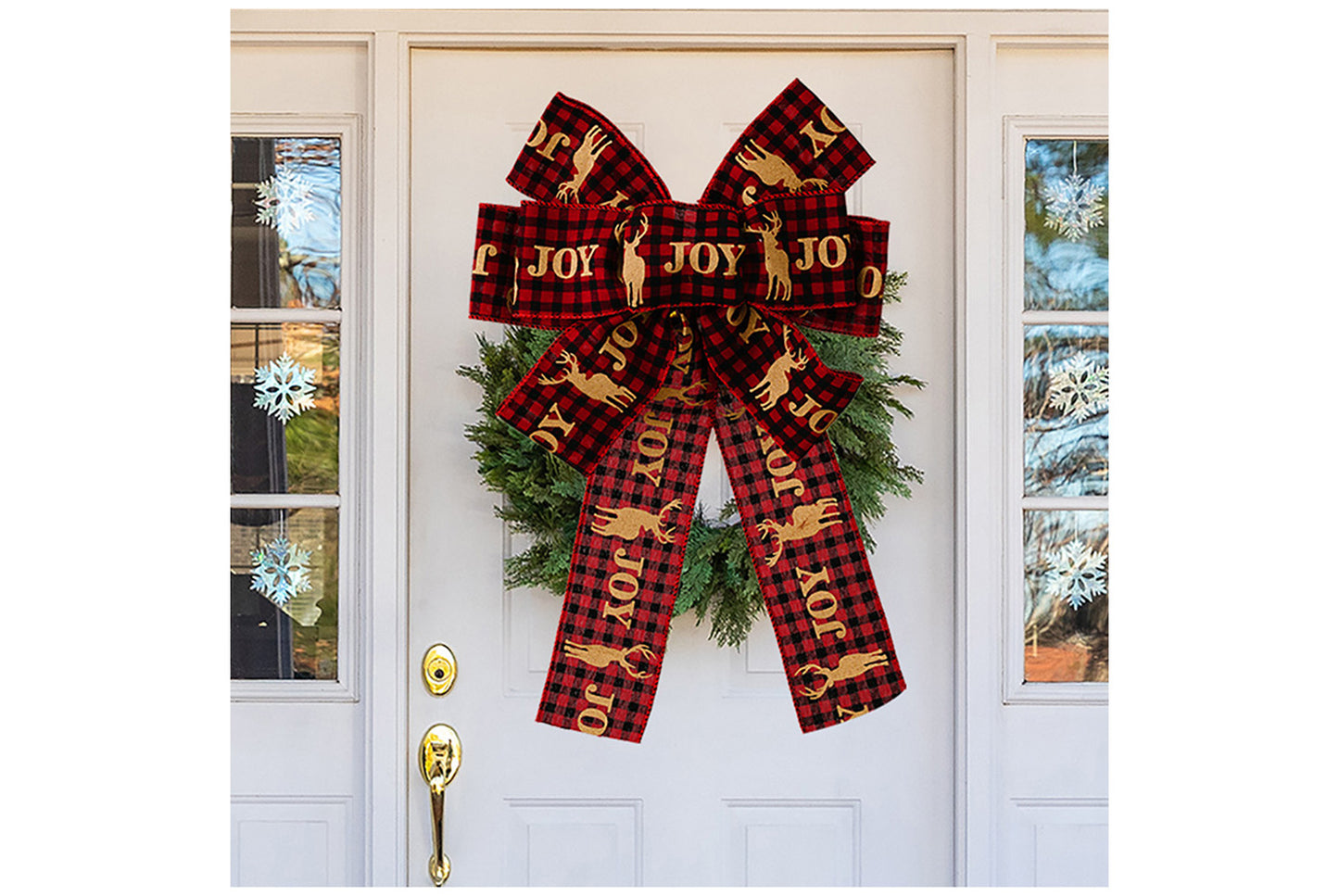 **Brown Vintage English Ribbon Christmas Bow Ornament**