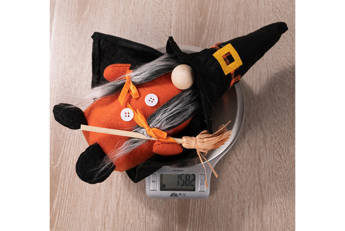 **Halloween Fabric Gnome Figurine | Pumpkin and Broom Witch Home Decor**