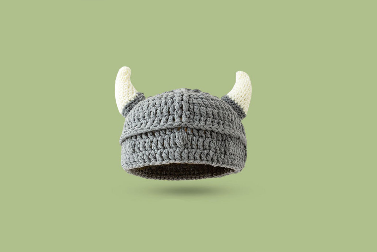 **Cartoon Funny Horned Knitted Hat (Handmade Wool Monster Headgear)**