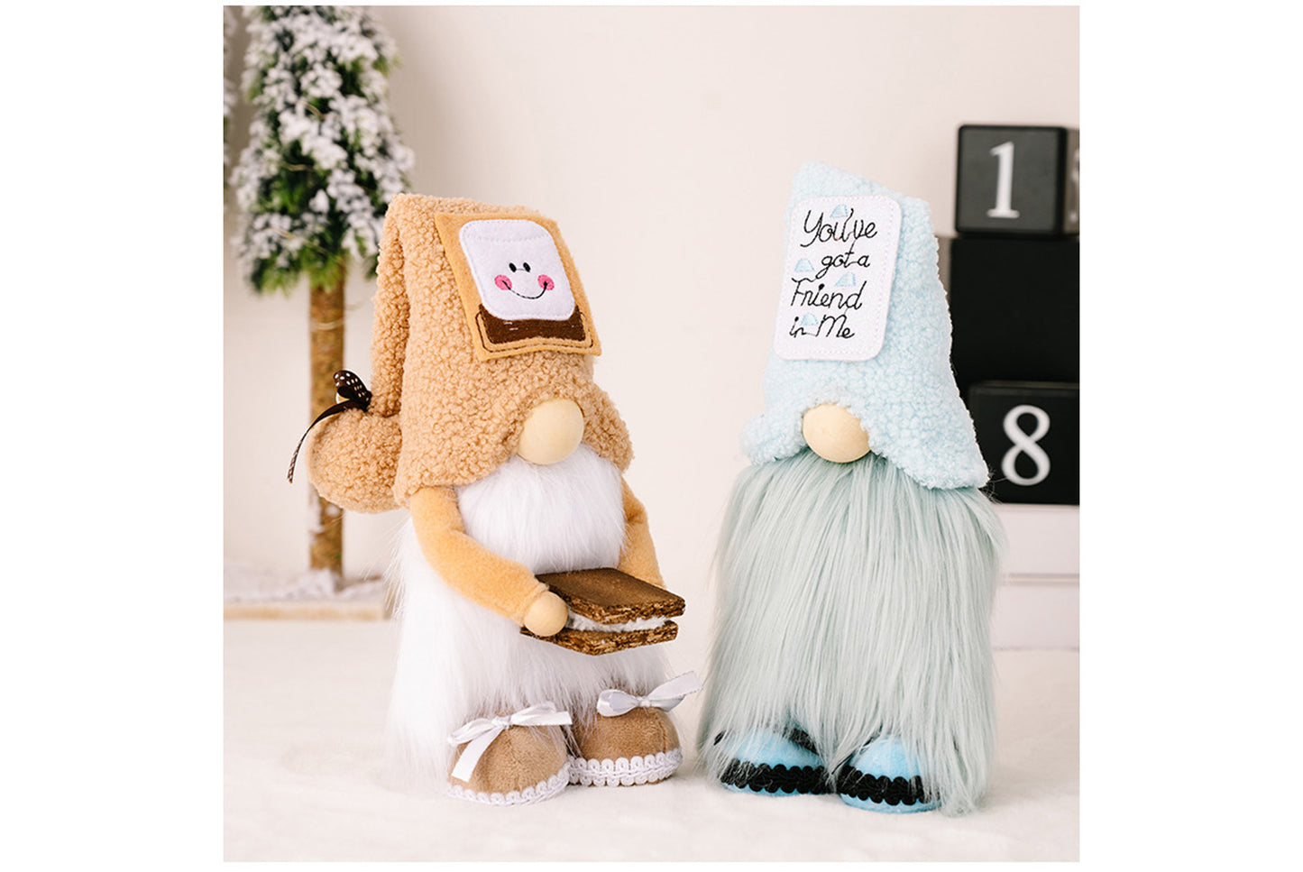 **Holiday Plush Gnome | Cow Biscuit-Shaped Ornament**