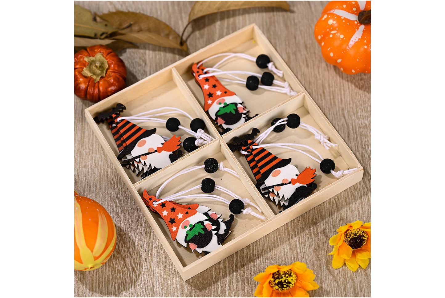 **4-Grid Halloween Rudolf Wooden Pendant | Wooden Home Decor**