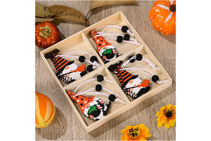**4-Grid Halloween Rudolf Wooden Pendant | Wooden Home Decor**