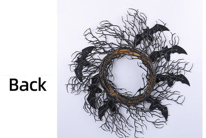 Halloween Black Dead Branch Bat Vine Wreath