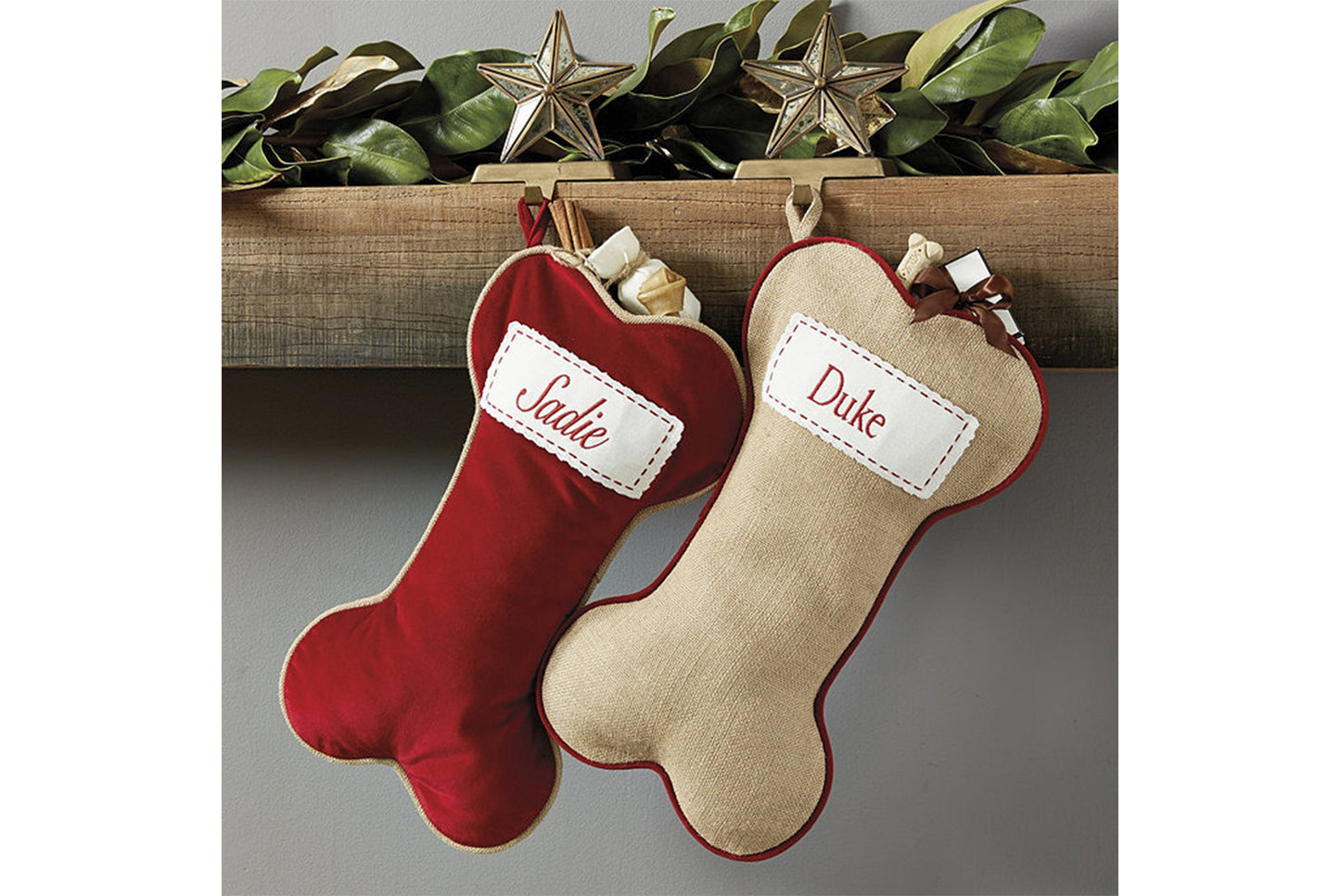 **Christmas Jute Dog Bone Stocking Gift Bag**