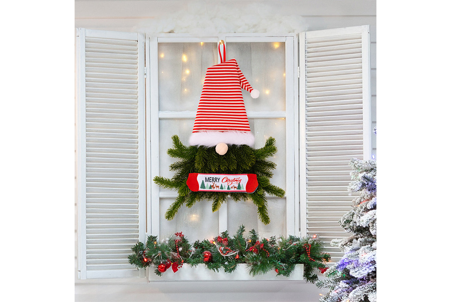 **Christmas Elf Wreath with Faceless Doll Decoration**