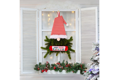 **Christmas Elf Wreath with Faceless Doll Decoration**