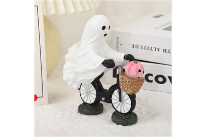 **Halloween Ghost Bicycle Ornament | Creative Desktop Decoration**