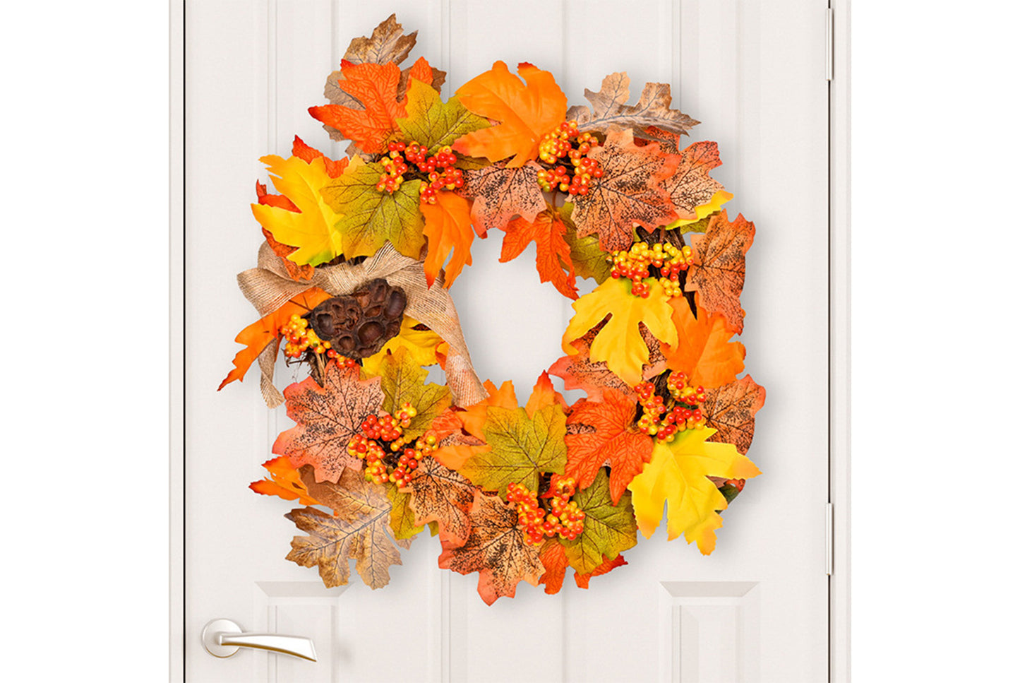 Autumn Harvest Maple Leaf Wreath | 35cm Fabric Door Hanging