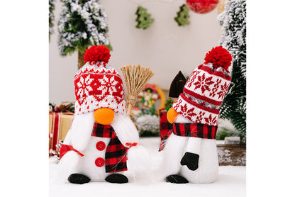 **Christmas Snowman Ornament with Knitted Hat and Rudolph Doll**