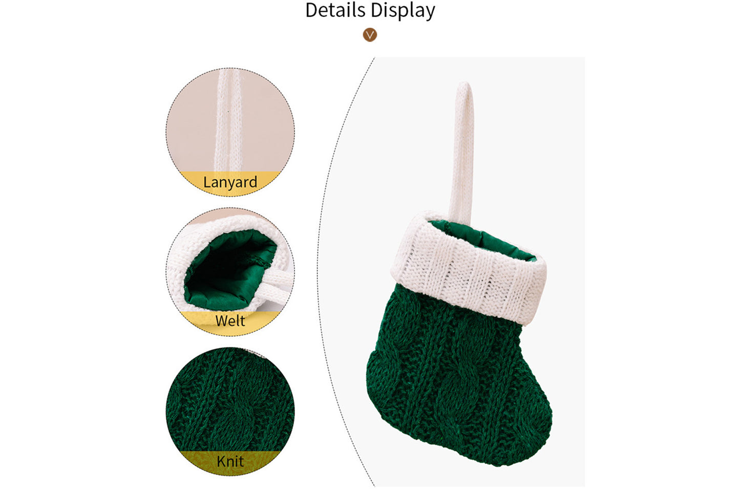 **Green Knitted Mini Christmas Stocking Ornament**