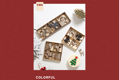 **Wooden Christmas Window and Wall Decal Set (Includes Ornaments)**