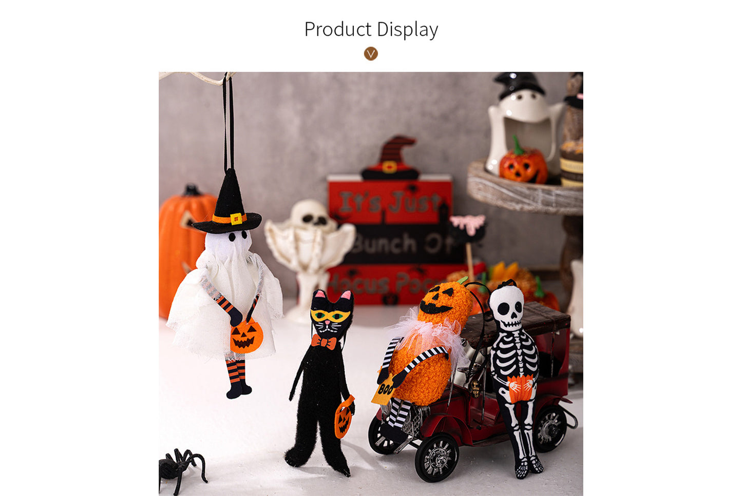 **Halloween Fabric Pendant | Pumpkin Ghost Black Cat Skull Theme Decoration**
