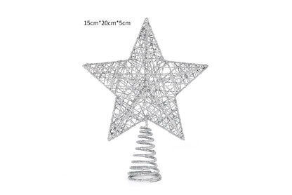 **Wrought Iron Glitter Hollow Treetop Star Ornament**