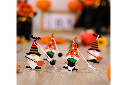 **4-Grid Halloween Rudolf Wooden Pendant | Wooden Home Decor**