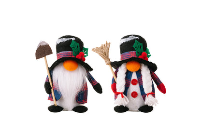**Christmas Faceless Doll, Snowman, and Goblin Ornament Set**