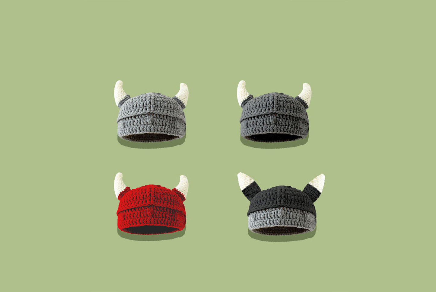 **Cartoon Funny Horned Knitted Hat (Handmade Wool Monster Headgear)**