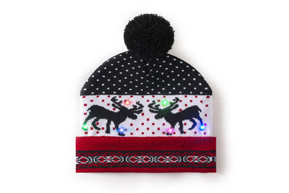 **Christmas LED Rainbow Light Jacquard Knit Hat**
