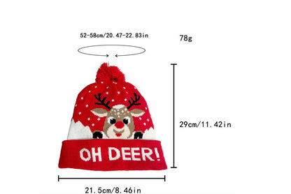 **Christmas LED Pom-Pom Knit Hat (Winter Warm Fold-Up Light-Up Hat)**