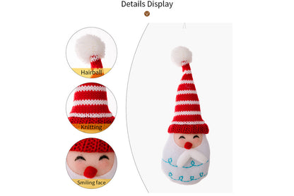 **Christmas Cartoon Striped Pom-Pom Pointed Hat Santa Claus Ornament**