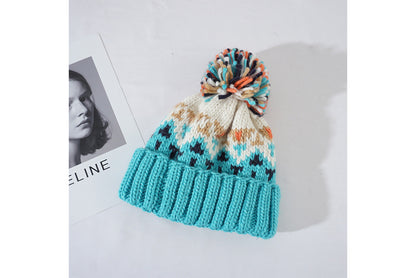 **Colorful Pom-Pom Knitted Hat (Autumn/Winter Warm Ear-Wearing Wool Hat)**