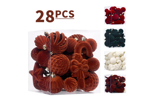 **Flocked Shaped Christmas Ball Decoration Set**