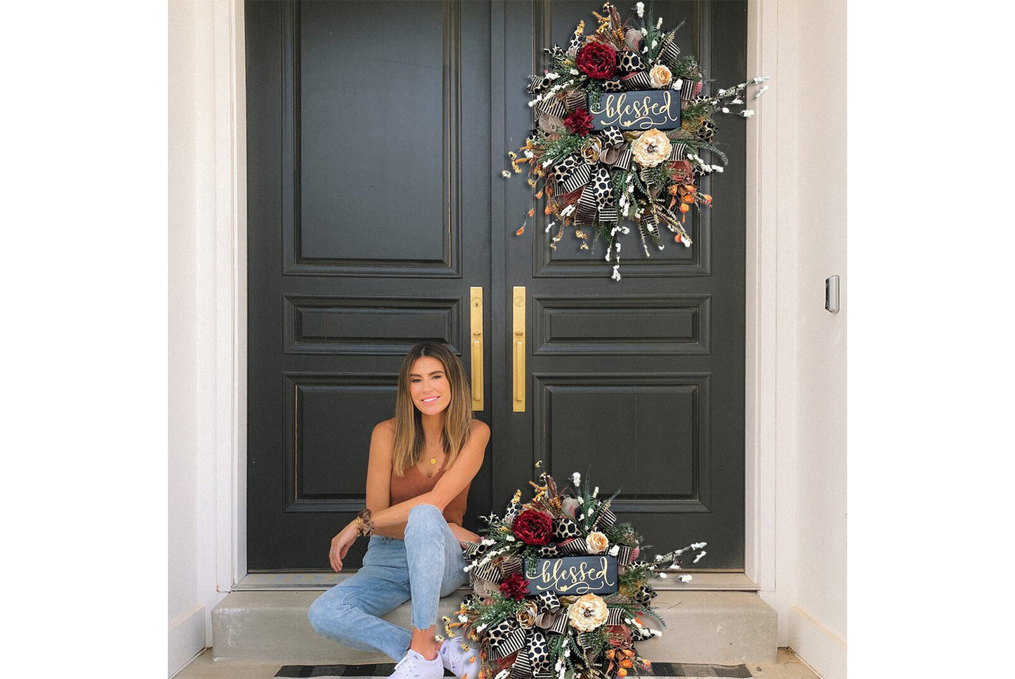 Autumn Thanksgiving Wreath | Simulated Plant Door Decoration