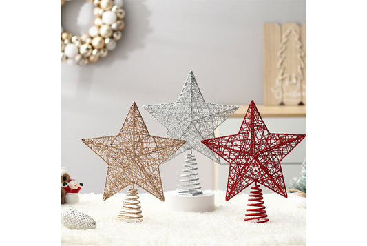 **Wrought Iron Glitter Hollow Treetop Star Ornament**