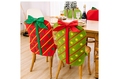 **Christmas Bow Gift Box Chair Cover Decoration**