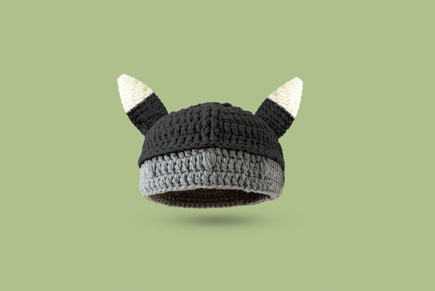 **Cartoon Funny Horned Knitted Hat (Handmade Wool Monster Headgear)**