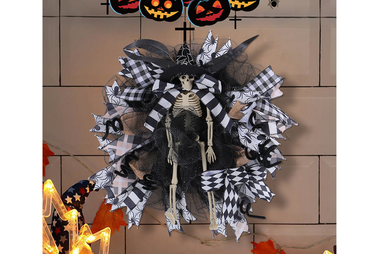 Halloween Witch Hat Skull Mesh Garland |