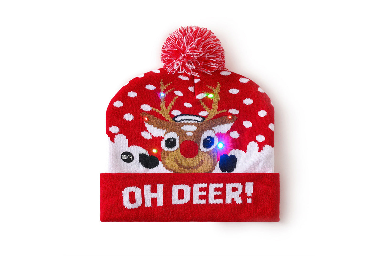 **Christmas LED Rainbow Light Jacquard Knit Hat**