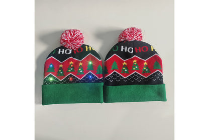 **Christmas LED Rainbow Light Jacquard Knit Hat**
